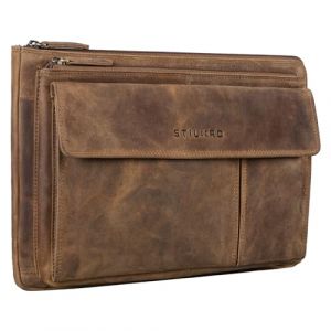 STILORD 'Dalton' Porte Document Cuir Bureau Conf&eacute;rencier A4 Vintage Cahier Organiseur Housse Ordinateur 13,3 Pouces pour MacBooks Portfolio Cuir V&eacute;ritable, Couleur:Marron Moyen (STILORD Cuir, neuf)