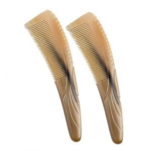 PLAFOPE 2pièces Peigne Corne De Bœuf à Dents Fines Pour Démêler Cheveux Bouclés Massage Chevelu Antistatique Usage Domestique Et Voyage Pour Hommes Femmes (Comexs, neuf)