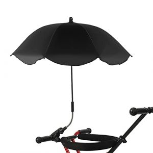 Parapluie de Chaise avec Pince, Parasol Réglable pour Chaise de Plage, Parapluie de Protection UV pour Chaise de Terrasse Extérieure, Chaise de Plage, Poussette, Fauteuil Roulant et Chariot,(Noir) (YAFANTING, neuf)