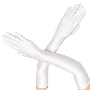Amissz Longue Gants De Soir&eacute;e Blanc Gant Longs Satin en Coude Style Annee 1920 Moufles Femme &eacute;l&eacute;gants et Sexy Accessoires pour Femmes et Filles Mariage Saint-Valentin Bal Fin D'ann&eacute;e F&ecirc;te D'op&eacute;ra (SWEET WEEKENDS LIMITED, neuf)