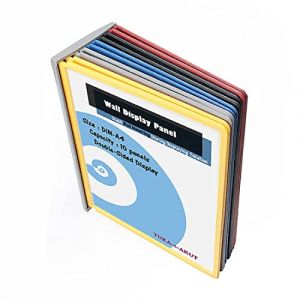 TUKA-i-AKUT Pupitre Présentoir Mural 10 Panneaux d'Affichage A4 Assortie, Support Kit Mural, Consultation Présentation Documents Entrepôt Atelier Laboratoire Bureau etc. Multicolore TKD8222-10x Bunt (TuKai, neuf)