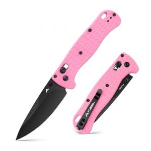 FLISSA Couteau Pliant de Poche 14C28N, Lame Haute Performance Meul&eacute;e CNC avec Rev&ecirc;tement Titane Noir, Couteau de Poche EDC avec Clip, Id&eacute;al pour Usage Quotidien et Activit&eacute;s de Plein Air, Rose (TS.Werkzeug, neuf)