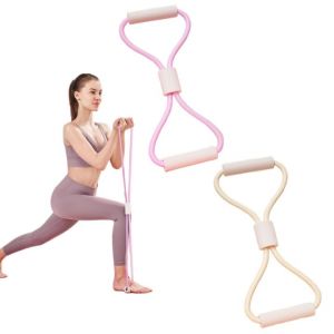 Dreamil Lot de 2 bandes de r&eacute;sistance en forme de 8 avec poign&eacute;es, bandes de fitness et extenseur de poitrine 8 mots, exercices, yoga, gym, fitness, corde de traction pour l'&eacute;tirement des bras et des (ZHANG ZHF, neuf)
