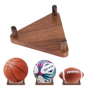 RICKMASK Noyer Support Mural Ballon,pr&eacute;sentoir en bois pour ballon de football,Porte Ballon Mural En Bois,basket-ball, rugby, volley-ball, sport, support de rangement fabriqu&eacute; en bois massif. (jiuyaoxin, neuf)