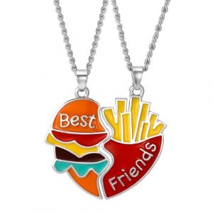 JEXOWIQ Colliers Chaîne d'Amitié - 2 Pcs Burger Fries argent Collier avec pendentif d'amitié,Meilleurs Amis Filles Collier,Collier D'Amitié Pour Toujours Meilleurs Amis Pour Cadeaux D'Anniversaire (GUO  ZEXIAO UK STORE, neuf)