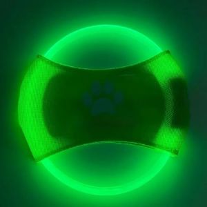 FYDTOP Lot de 2 frisbee lumineux LED pour dressage de chien, TPU non toxique en caoutchouc souple r&eacute;sistant au grincement et aux morsures, rechargeable et lumineux pour animaux de compagnie, jouet (kangbaishengkuajing, neuf)