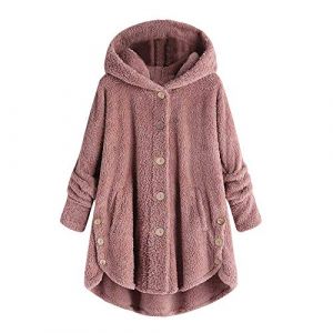 Poncho en peluche pour femme avec boutons, manteau en fausse laine, poncho d'hiver, cape de paon, avec capuche en fourrure, veste de grande taille, épaisse, chaude, respirante, cape de loisirs, (Ansu clothing, neuf)