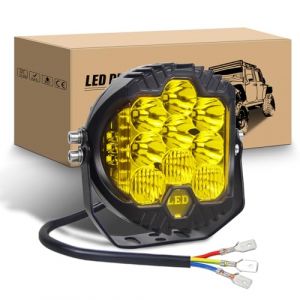 RIGIDON Phare de Travail 7 Pouces 75W, Barre LED 4x4 Longue Port&eacute;e pour Offroad, Voiture, Camions, Tracteur, SUV, ATV - 3000K Jaune Feu Antibrouillard (JIANDAO, neuf)