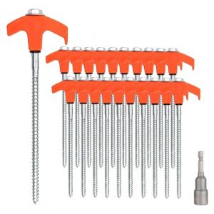 BOOSHMall 20 Pièces Piquets de Tente à Visser, Sardine Camping, Sardines de Fixation 20 cm, pour Camping Extérieur Pique-Nique Randonnée Pêche (Kanon-EU, neuf)