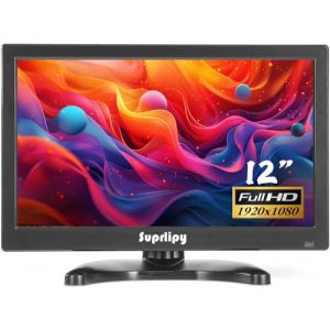 Suprlipy Petit &eacute;cran LCD FHD 12" 1920 x 1080 60 Hz 16:9 avec entr&eacute;e BNC VGA AV haut-parleurs int&eacute;gr&eacute;s pour cam&eacute;ra de s&eacute;curit&eacute; CCTV DVR PC RasPi (Suprlipy, neuf)