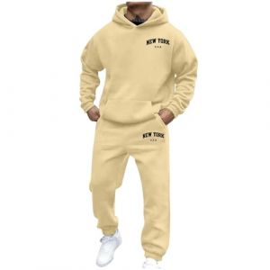 Surv&ecirc;tement Homme &agrave; Capuche Ensemble Jogging Homme 2 Pi&egrave;ce Sweat Hoodies et Pantalon Jogging Track Suit Ensemble de Surv&ecirc;tement Confortable Tenue Sport Combinaison De Sport pour Gym (01 Beige, XXXL) (Beythetly, neuf)
