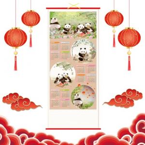 Calendrier du Nouvel An Chinois 2026 Ann&eacute;e de Cheval Chine Panda D&eacute;filement Mural Calendriers Suspendu Calendrier Chinois 熊貓 Familial D&eacute;coration Int&eacute;rieure pour Journalier Planificateur Home Office (Weisilu Directly, neuf)