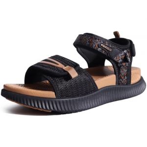 KuaiLu Sandales Randonn&eacute;e Femmes Sport d'ext&eacute;rieur Confortable Orthopedique Soutien Vo&ucirc;te Plantaire R&eacute;glables Cuir Trekking Sandale Randonnee L&eacute;ger Ouverte Antid&eacute;rapante Marche Sandales Noir Kaki 41 (KUAILU-XYL, neuf)