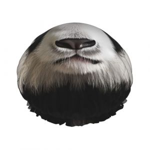 Joli bonnet de douche en forme de tête de panda pour femme - Double couche - Bonnet de bain épais réutilisable et imperméable avec bande élastique - Bonnet de douche lavable pour homme et femme - Spa (Haitaoshangmao, neuf)