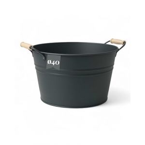 LIVLIG - Baignoire en zinc - Diamètre : 40 cm - Polyvalente - 30 l - Décoration de jardin et fête de jardin - Anthracite (New-Ventures, neuf)