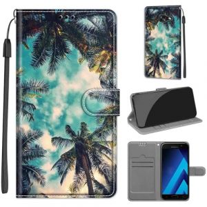 Coque pour Samsung Galaxy A5 2017, Housse Etui Portefeuille Cuir Multifonction, Fermeture Magn&eacute;tique &agrave; Clapet Anti-Choc Compatible avec Coque Samsung A5 2017 Book - Cocotier (KENHONER, neuf)