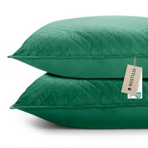 RESTILO Lot de 2 housses de coussin 50 x 70 cm - Vert fonc&eacute; - Housse de coussin d&eacute;corative pour canap&eacute; - Coussin d&eacute;coratif - Garniture de coussin ultrasonique matelass&eacute;e douce pour canap&eacute; - Id&eacute;al pour (shop_decoking, neuf)
