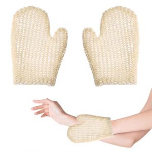 2 Pièces Gant Exfoliant Corps Sisal,Gant Exfoliant Corps,Gant de Crin,Gant Gommage Corps,Gants Exfoliants,Gants en Sisal et Poils Courts,Gant De Douche pour Hommes Femmes (Shaohua-FR, neuf)
