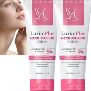 Crème raffermissante pour le cou LuximPlus, Crème au collagène anti-âge à l'acide hyaluronique, liftante hydratante pour le cou, le décolleté, réduit les rides, le relâchement (2 pièces) (JASUBAI88, neuf)