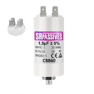 CONDENSATEUR MOTEUR À COSSE CBB60 1,5µF 1,5uF 450V DÉMARRAGE PERMANENT (836+831) (UN VENDEUR FRANÇAIS ⭐, neuf)