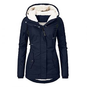 L9WEI Parka d'hiver mince pour femmes doubl&eacute; - Manteau d'hiver chaud - Veste d'hiver avec capuche - Parka &eacute;paisse - Veste d'ext&eacute;rieur pour femmes - Veste d'hiver l&eacute;g&egrave;re pour l'ext&eacute;rieur, Marine, 3XL (zhilirongxiang, neuf)