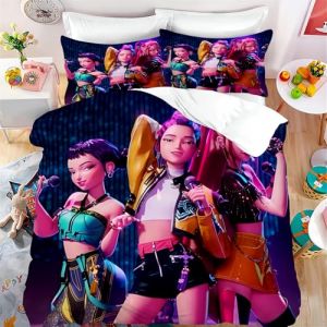 CYSYLQW K-Pop:Demon Hunters Parure de lit et taies d'oreiller en microfibre impression 3D, pour adolescents (140 x 210 cm, 1) (ZZSHOU, neuf)