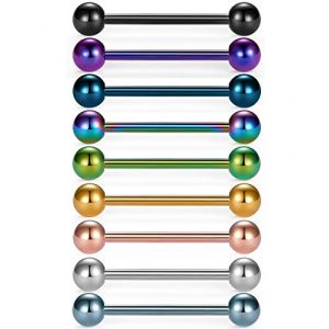 Vcmart 9 Pi&egrave;ces Titane Anodis&eacute; Chirurgical en Acier Clavicule Anneau Mamelon Bar Corps Piercing 14G (Jinxiu Jewelry Factory, neuf)