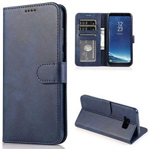 CTIUYA Étui de protection à rabat en cuir pour Samsung Galaxy S8, étui de protection à rabat magnétique, portefeuille en cuir pour Samsung Galaxy S8, bleu foncé (CTIUYA, neuf)