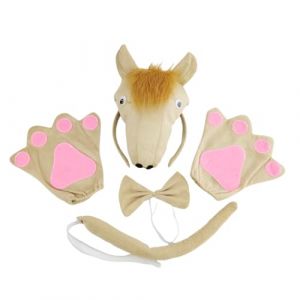 alloneslife Serre-tête d'oreille, serre-tête, 3 pièces en forme de cheval en peluche en forme de cheval, queue et nœud papillon pour carnaval, fête, jeu de rôle, bandeau/nœud papillon (cheval marron (JINGYIKEJIGS, neuf)