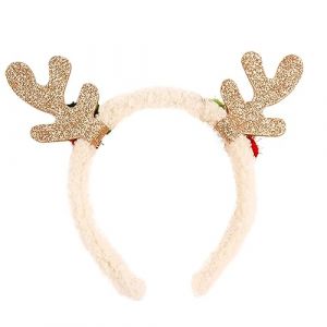 Healvian 1 Pc Bandeau en peluche Antler -tête en bois de Noël bandeaux de fête de Noël mignonette migneaux déguisement enfant joli cerceau adorable cerceau Tissus en peluche blanche (Le Sengyu, neuf)