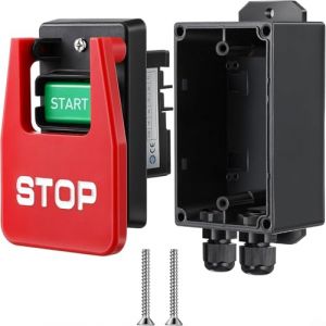 URPIZY Interrupteur de sécurité monophasé 120 V/230 V, interrupteur à bascule mécanique marche/arrêt avec arrêt d'urgence, prend en charge 120 V/220 V/380 V, charge jusqu'à 2 HP, pour scies (Truworthymore, neuf)