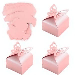 Boite Dragees Bapteme Fille Papillon, 50 Pi&egrave;ces Bo&icirc;te &agrave; Drag&eacute;es Rose, Bo&icirc;te de Cadeaux en Papier Perl&eacute;, Bo&icirc;te Cadeau Mariage pour Drag&eacute;es, Bonbons, Confettis, Ou de Petits Cadeaux, 6 * 6 * 6 cm (Wuuooei Direct, neuf)