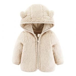 Veste Polaire Bébé Fille Garçons Automne Hiver Ours Oreille Hooded Manteau Gilet Épais Peluche Chaud Vêtements Mixte Bébé Uni Veste à Capuche En Molleton à Doublure Manteau en Polaire (Wtouhe, neuf)