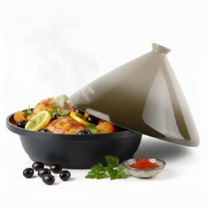 PZL CONCEPT Tajine Induction Tous Feux Diam&egrave;tre 30 cm - Rev&ecirc;tement antiadh&eacute;sif - Couvercle C&eacute;ramique &ndash; Fonte d&rsquo;Aluminium &ndash; Marmite, Casserole, Plat pour une Cuisine Orientale Traditionnel (Valse des Prix, neuf)
