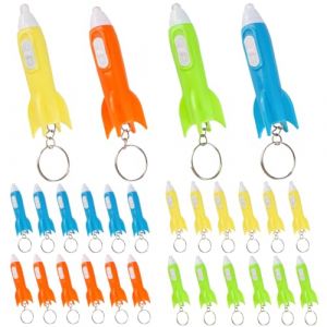 24 Pièces Lampe De Poche Enfant Led Mini Fusée Porte-Clé, 4 Couleurs Fusée Porte-Clés Mini Lampe De Poches Led, Porte-Clés Lampe Pour Extérieur, Camping Randonnée Urgences Cadeau Enfant (XXBXEU, neuf)