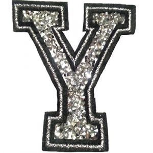 &Eacute;cusson Patch Badge strass Brod&eacute; ecusson lettre alphabet thermocollant " Y 8-10 cm " (B2SEE LTD avec TVA francaise et livraison LaPoste, neuf)