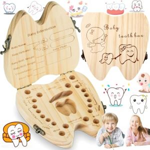 Liekadijiae Boîte à Dents de Lait en Bois, Coffret de Conservation de Dents de Lait, Conserve de Dents de Lait, Boîte à Dents de Lait Pour Bébé Comme Cadeau Pour un Anniversaire ou un Baptême (Liekadijiae, neuf)