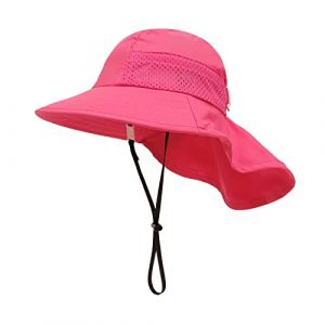 SEYUFN Bébé Chapeau de Soleil Fille Garçon Chapeau de Cou Protection Enfants Chapeaux de Seau Respirant Bébé Fille Chapeau de Plage Chapeaux d'été pour Tout-Petits (M (2-6 Ans), A-Rose Rouge) (JDSEU, neuf)