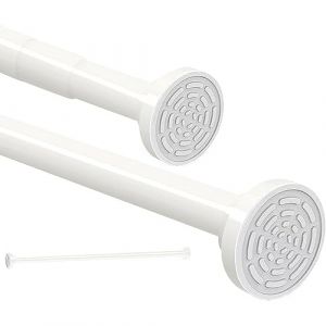 Tringle télescopique Siler 120 à 290 cm - En acier inoxydable - Extensible par rotation - Maintien sûr pour douche et baignoire - 120 à 290 cm - Blanc (HIKENRI Direct EU, neuf)