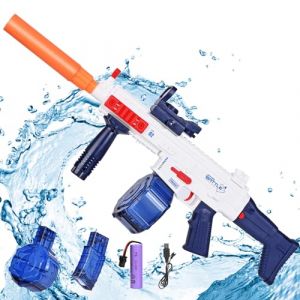 ZWOOS Pistolet &agrave; Eau &eacute;lectrique, Puissant Fusil a Eau Automatique, 7-10 m de Port&eacute;e Water Gun Double R&eacute;servoir d'eau, Pistolet Eau Rechargeable pour Enfants Adultes, &eacute;t&eacute; Piscine Ext&eacute;rieure Plage Jouet (Bei_uns_online_store, neuf)