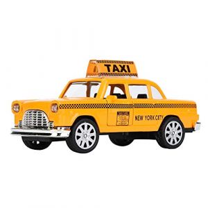 Jaune NYC Classique Taxi à Carreaux 1:32 Alliage Taxi Simulation Véhicule Modèle Jouet pour Cadeau Meubles Décoration Collection (Taxi A) (HONG SE XI, neuf)