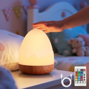 VKH Lampe de chevet LED RGB sans fil tactile et dimmable avec télécommande, veilleuse rechargeable USB pour chambre, lampe de table décorative – Modèle Œuf (GRAA REOEG, neuf)