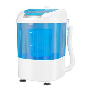 GOPLUS Mini Machine à Laver, Lave-linge Semi-automatique Compact et Portable, 10 Minutes Lavage Rapide, Capacité de Lavage 2KG, pour Appartement et Dortoir, 36x34x51CM, Bleu+ Blanc (Augenstern24, neuf)