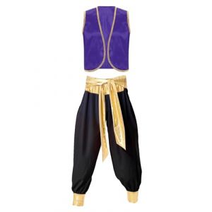 dPois Homme Déguisement Arabe Gilet Pantalon Costume Arabe Roi Prince Carnaval Partie Fête Jeux de Rôle E Violet Foncé et Noir L (dPois eu, neuf)