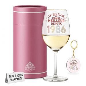 CROWNLY CRYSTAL&reg; 1986 Cadeau 40 Ans Femme Verre &Agrave; Vin Personnalis&eacute; D&eacute;coration Anniversaire Id&eacute;e Cadeau Femme Maman Coll&egrave;gue Belle-M&egrave;re (CROWNLY CRYSTAL&reg;, neuf)