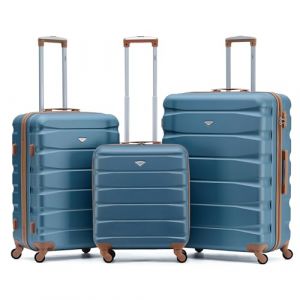 Flight Knight Lot De 3 Moyen Et Grand Valises Rigides Legeres en ABS A 4 Roues Cabine Bagage A Main pour Plus De 60 Compagnies Aeriennes -easyJet, Jet2 Et Taille Max Ryanair (Priority) 55x40x20cm (Prime Brands Group FR, neuf)
