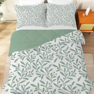 Couette 240x260 Tropical Feuille Couette Imprimée Botanique Couette 4 Saisons Édredon Lit 2 Personnes 240x260 cm avec 2 Taie d'oreiller 65x65, Réversible Couette sans Housse (Gengz, neuf)