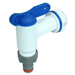 GASMIS Lot de 2 robinets de Rechange en Plastique pour citerne d'eau de Pluie, r&eacute;servoir d'eau de Pluie, r&eacute;servoir d'eau &ndash; avec Joint, &eacute;crou et raccord de Robinet 3/4" 26,44 mm Blanc (Drogerie Arena, neuf)