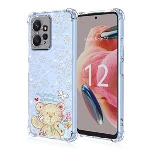 RankOne Coque de T&eacute;l&eacute;phone Convient pour Redmi Note 12 (4G) (6.67" inches) Transparent TPU Silicone Color Drawing Pattern Case - Poup&eacute;E Ours (Rankone, neuf)