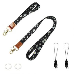 PAITOK Cordon tour de cou et dragonne avec fermoir en m&eacute;tal,tour de cou personnalis&eacute; avec deux anneaux porte-cl&eacute;s en m&eacute;tal pour porte-badge d&rsquo;identit&eacute;, cl&eacute;s et breloques (Huibang-Store, neuf)